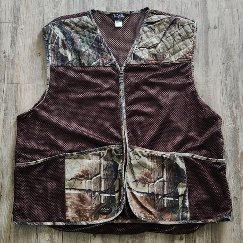 Walls Camo Mens Hunting Mesh Vest Zip Pockets‎ Size XL/2XL Regular